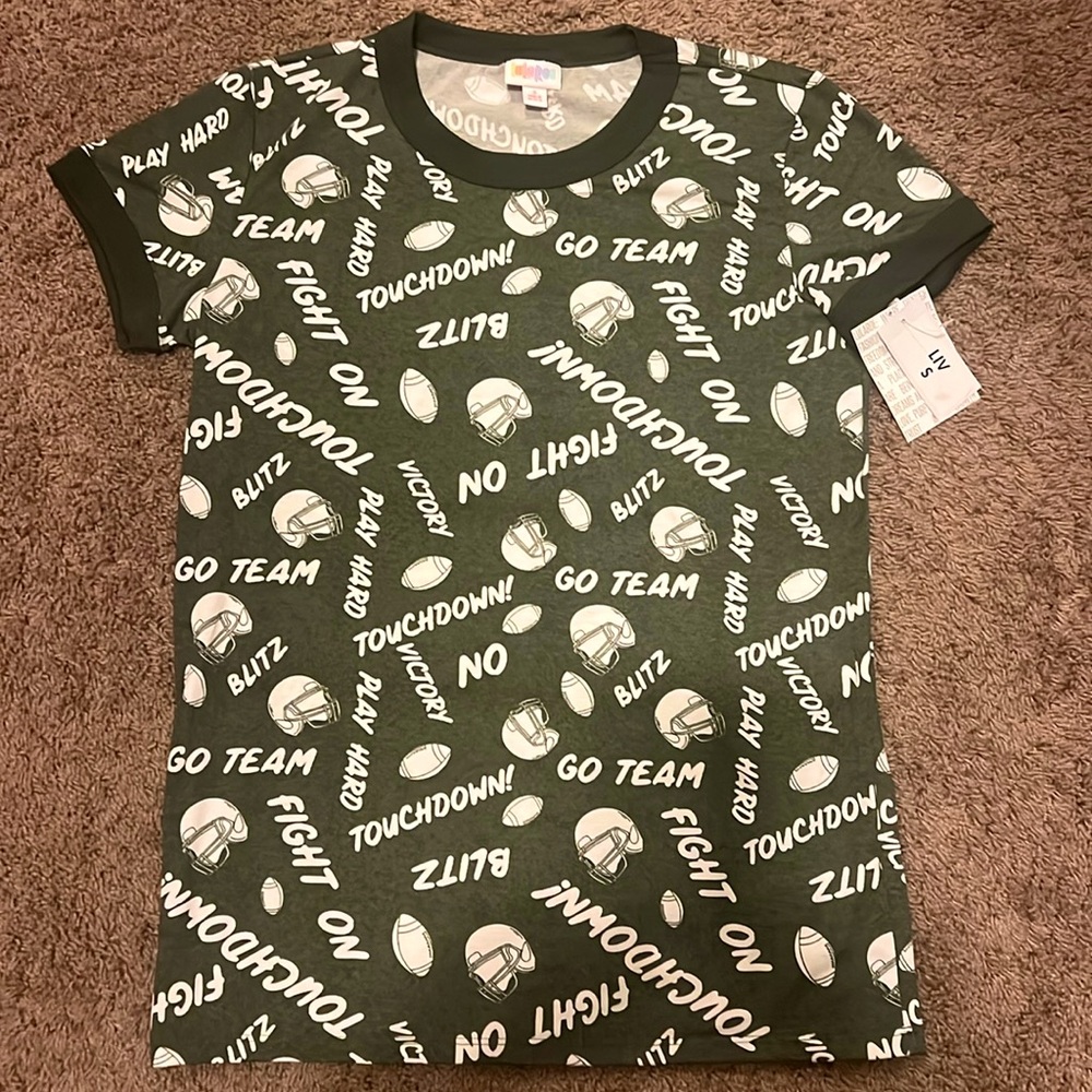 NEW LuLaRoe Women ringer football tshirt size small